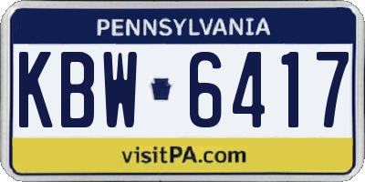PA license plate KBW6417