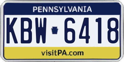 PA license plate KBW6418