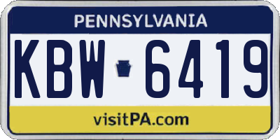 PA license plate KBW6419