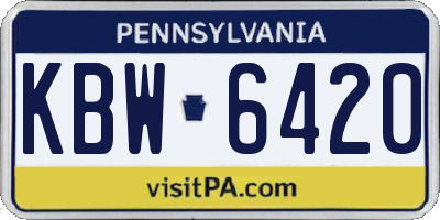 PA license plate KBW6420