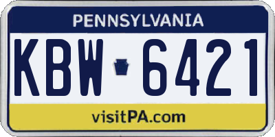 PA license plate KBW6421