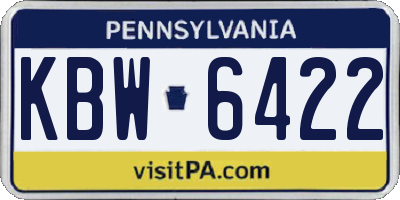 PA license plate KBW6422
