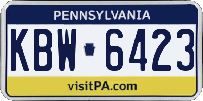 PA license plate KBW6423