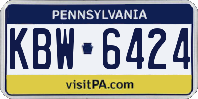 PA license plate KBW6424