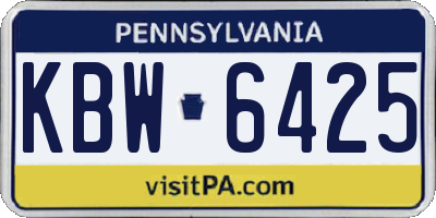 PA license plate KBW6425
