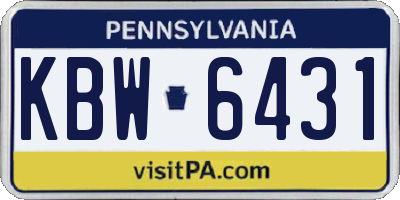 PA license plate KBW6431