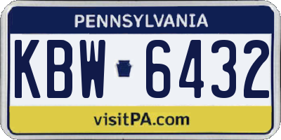 PA license plate KBW6432