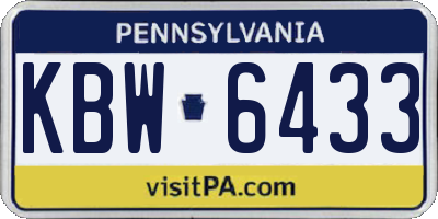 PA license plate KBW6433