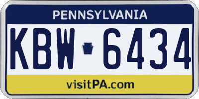 PA license plate KBW6434