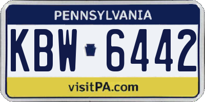PA license plate KBW6442