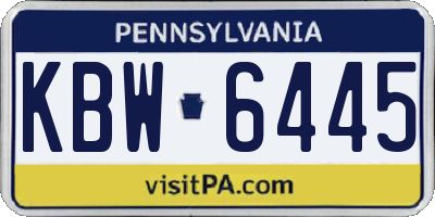 PA license plate KBW6445