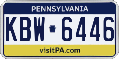 PA license plate KBW6446