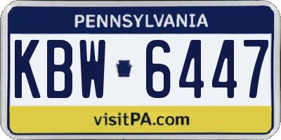 PA license plate KBW6447