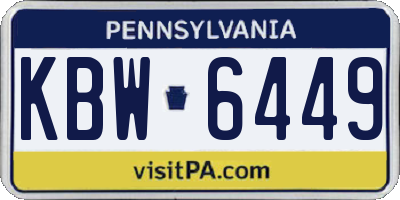 PA license plate KBW6449