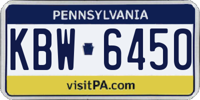 PA license plate KBW6450