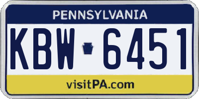 PA license plate KBW6451