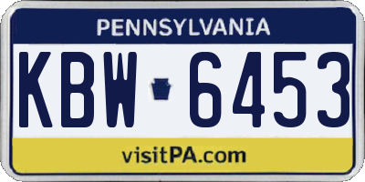 PA license plate KBW6453