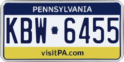 PA license plate KBW6455