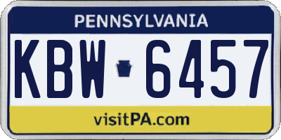 PA license plate KBW6457