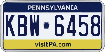 PA license plate KBW6458