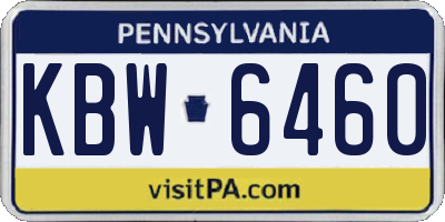 PA license plate KBW6460