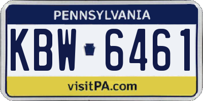 PA license plate KBW6461