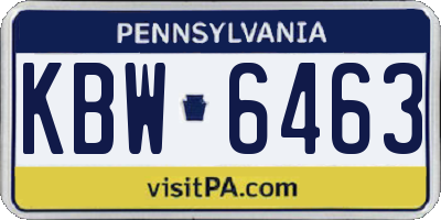 PA license plate KBW6463