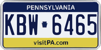 PA license plate KBW6465