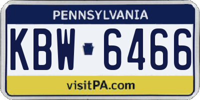 PA license plate KBW6466