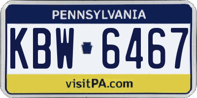 PA license plate KBW6467
