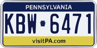 PA license plate KBW6471