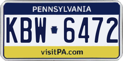 PA license plate KBW6472