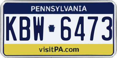 PA license plate KBW6473