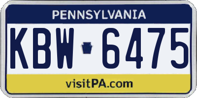 PA license plate KBW6475