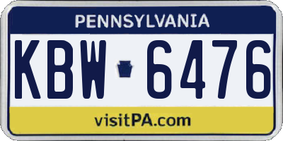 PA license plate KBW6476
