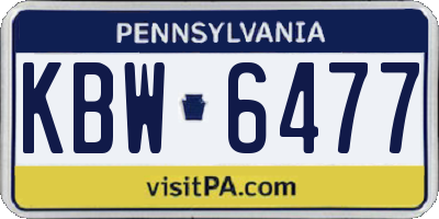 PA license plate KBW6477