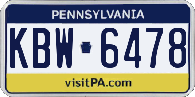 PA license plate KBW6478