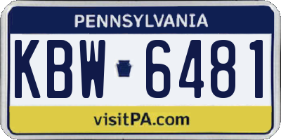 PA license plate KBW6481