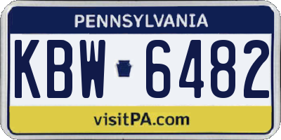 PA license plate KBW6482