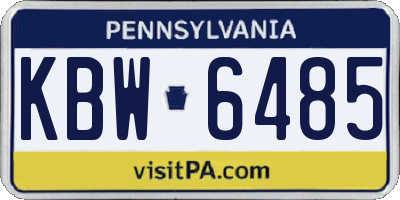 PA license plate KBW6485