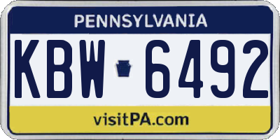 PA license plate KBW6492