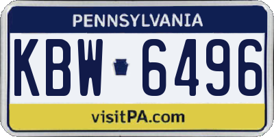 PA license plate KBW6496