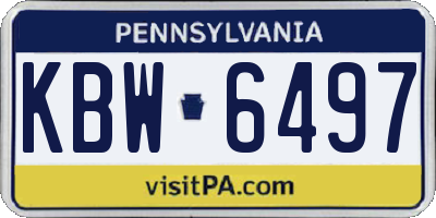 PA license plate KBW6497