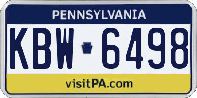PA license plate KBW6498