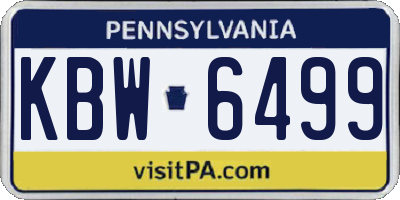 PA license plate KBW6499