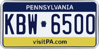 PA license plate KBW6500