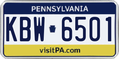 PA license plate KBW6501