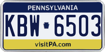 PA license plate KBW6503