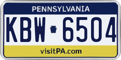 PA license plate KBW6504