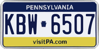 PA license plate KBW6507